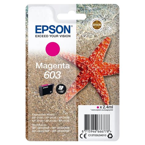 Cartuccia Epson 603 Magenta Stella Marina Per Xp2105 Xp2100 Xp3100