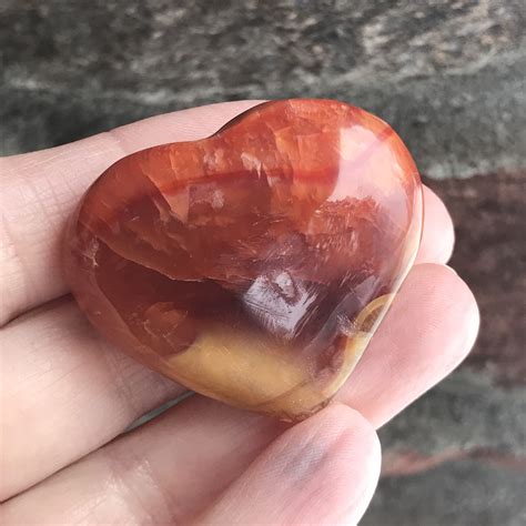 Carnelian Heart Polished Gemstone Stone Natural Aaa