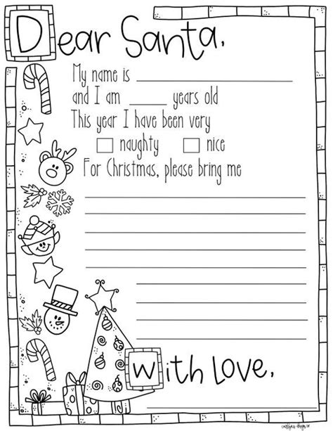 Letter To Santa Coloring Page Please Read Item Description For