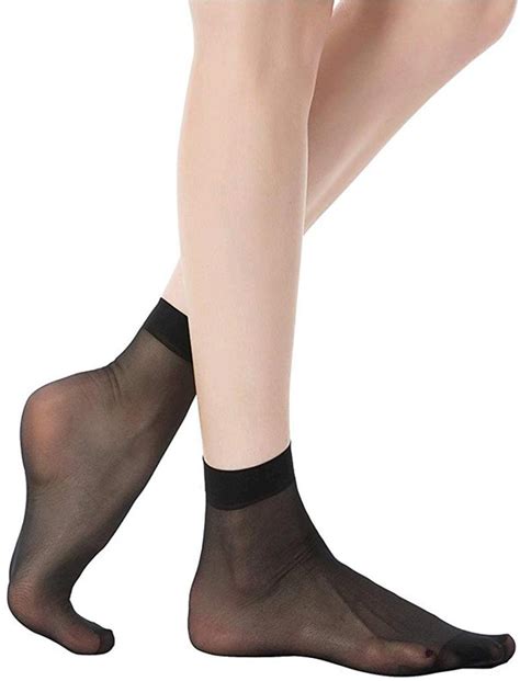 Manzi 12 Pairs Womens Ankle High Sheer Socks 6 Pairs Black Size One Size Mzj Ebay