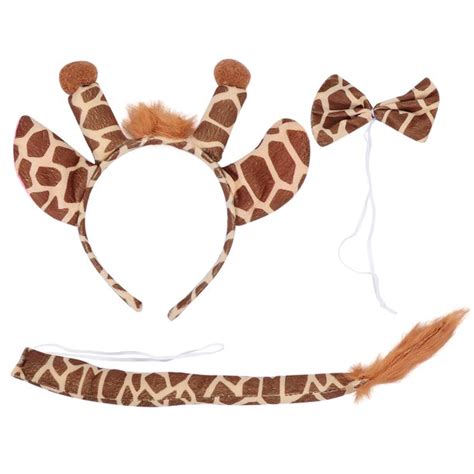 1 Set Giraffe Costume Accessory With Giraffe Ears Headband Tail And Bow