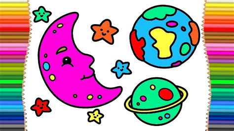 How To Draw Planets Drawing And Coloring Page For Kids Youtube