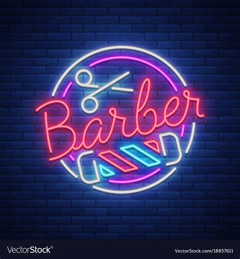Logo A Neon Sign For A Hairdresser And Barbershop Vector Image