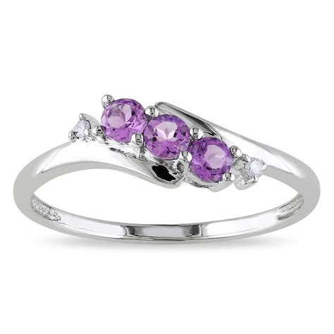 Miadora 10k White Gold Purple Amethyst And Diamond Accent Ring Size 8