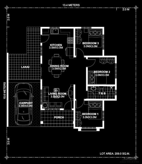 Home Design Plan 13x15m With 3 Bedrooms Arab Arch
