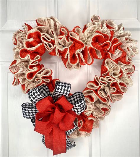 Valentine Heart Burlap Wreath Heart Burlap Wreath Heart Etsy Burlap