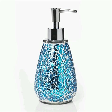 Beautiful Mosaic Turquoise Blue Glass Soap Dispenser New Aqua