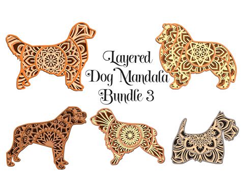 Dog Mandala Svg Layered Mandala Bundle 3 5 Dog Breeds So Fontsy