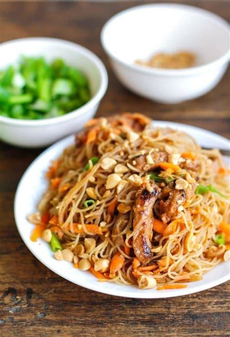 Hoisin Pork With Rice Noodles Recipe Pinch Of Yum