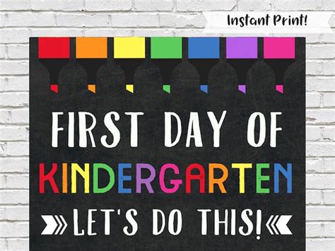 First Day Of Kindergarten Sign Back To School Sign Etsy