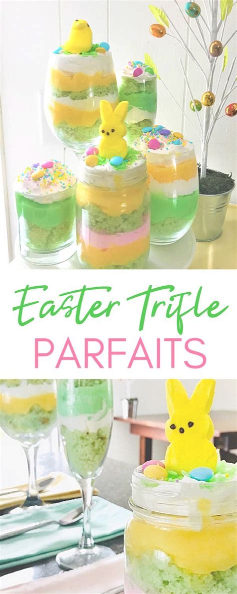 Tear angel food cake into small to medium size pieces mix 3 cups of vanilla pudding with 12 oz. Easter Trifle Parfait Dessert | Recipe in 2020 | Easy ...