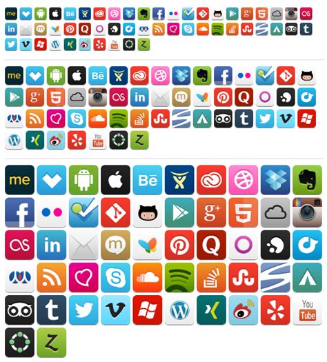 Awesome Social Media Icons All Size Jquery 2 Dotnet