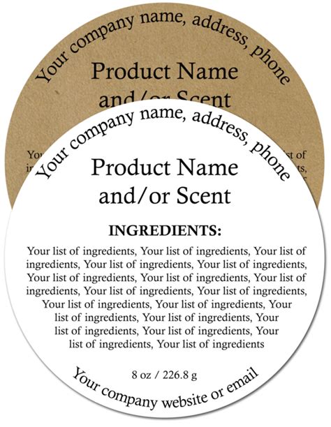 Ingredient Labels Template Free