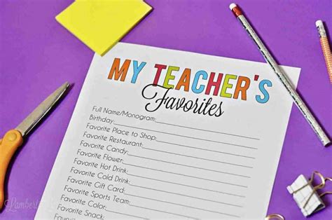 Free Teacher Favorite Things Form Editable And Printable Lamberts Lately
