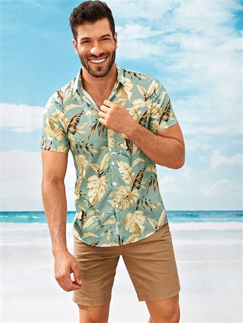Men Tropical Print Shirt Tropical Print Shirt Mens Beach Shirts