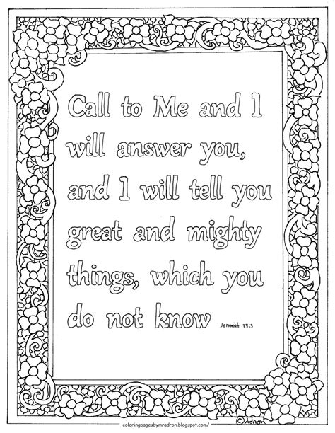 Coloring Pages for Kids by Mr. Adron: Printable Bible Verse Coloring Page, Jeremiah 33.3