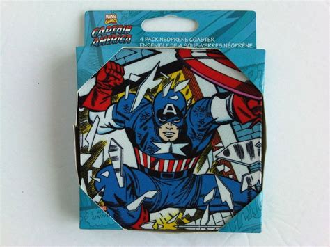 Marvel Comics Captain America Neoprene Coasters Set Of 4 Comic Book
