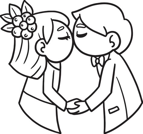 Wedding Kissing Couple Isolated Coloring Page 11770232 Vector Art At