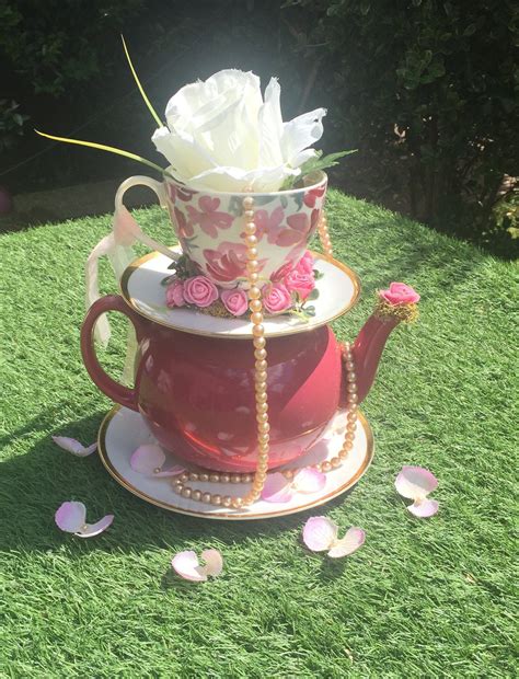 Teapot Centerpiece Pink Teapot With Floral Teacup Wedding Centerpiece