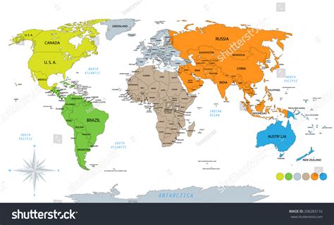 Political World Map On White Background Stock Vector