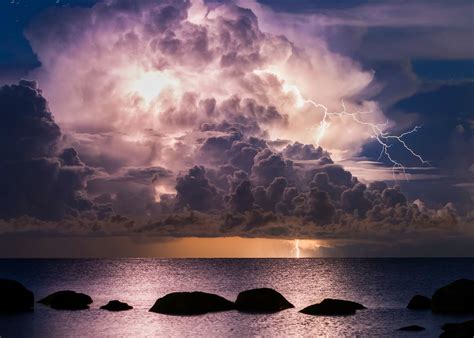 Sunset Clouds Nature Scenery Thunderstorm Lightning Hd Phone