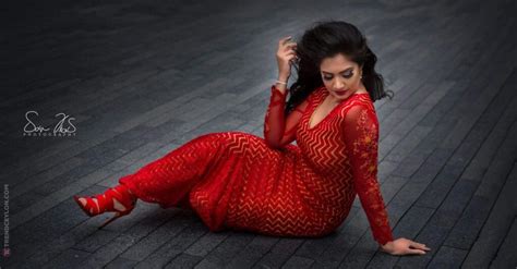 Gorgeous Senali Fonseka Hot Looking Photoshoot In Red Dress