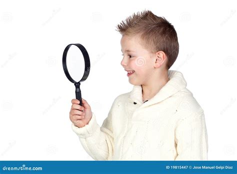 Adorable Child With A Magnifying Glass Stock Image Image Of Look