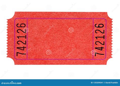 Blank Single Red Theater Ticket Isolated On White Stock Image Image