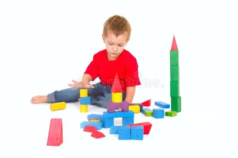 Boy Playing With Building Blocks Stock Image Image Of Caucasian