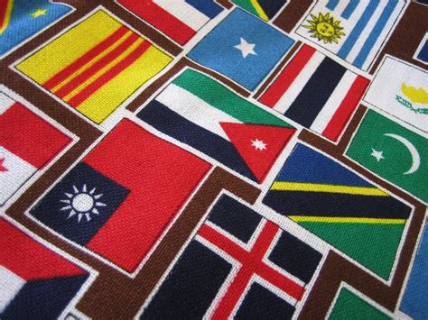Flag Theme Canvas Fabric International Flags By Alexander Etsy
