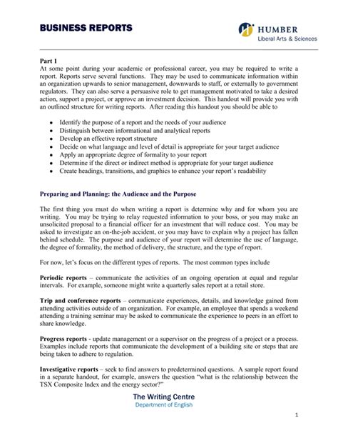 Business Report Writing Examples Business Communication Report