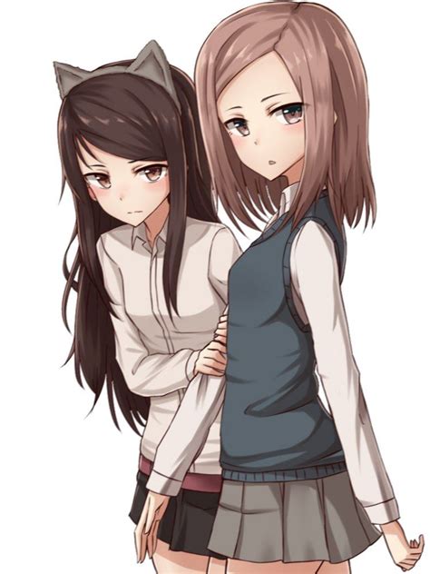 Why This Two Girls So Nervous Anime Neko Yuri Anime Kawaii Anime