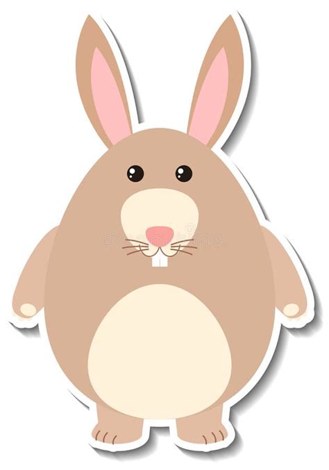 Chubby Rabbit Animal Cartoon Sticker Stock Vector Illustration Of