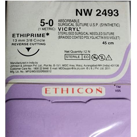 Ethicon Vicryl 5 0 Absorbable Violet Braided Suture Online At Best