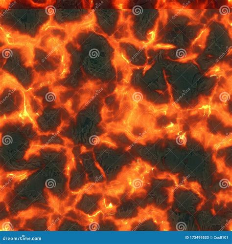 Seamless Magma Or Lava Texture Melting Flow Red Hot Molten Lava Flow