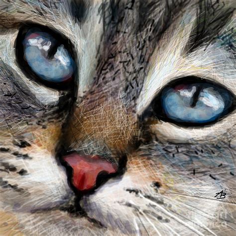 Cat Blue Eyes Painting By Angie Braun