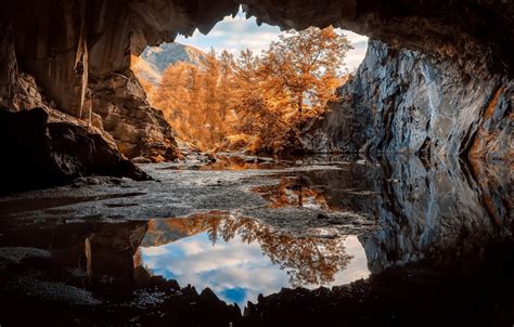 Wallpaper Autumn Nature Cave Images For Desktop Section природа