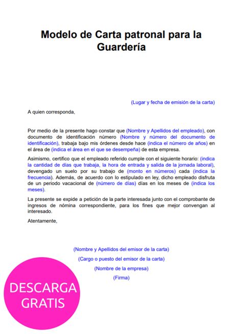 ¿cómo Hacer Una Carta Patronal Para La Guardería Modelo