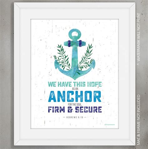 Anchor Nautical Bible Verse Cool Colors Blue Etsy