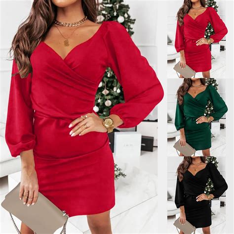 Women Sexy Wrap Dress Elegant Ladies Long Sleeves V Neck Package Hip Party Dresses 2021 Autumn