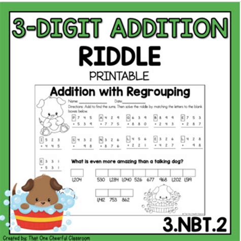 3 Digit Addition Math Riddle