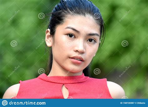 an unemotional youthful filipina female stock image image of female minorities 158726987