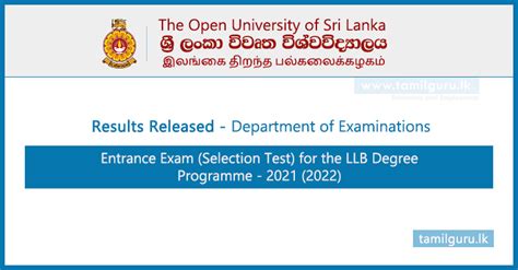 Llb Entrance Exam Selection Results 2021 2022 Open University