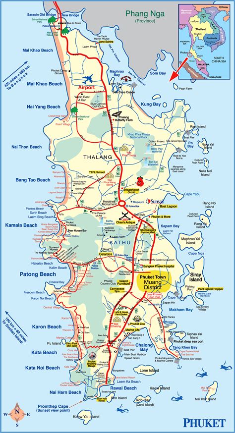 Phuket Island Map Thailande Carte Phuket Thaïlande Phuket