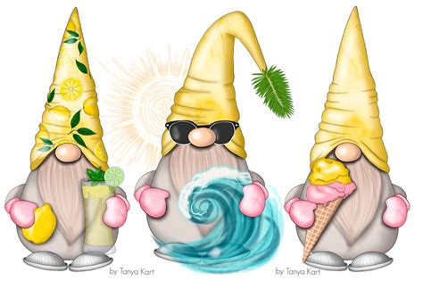 Summer Gnomes Whimsical Design Summer Art Nordic Gnomes Etsy