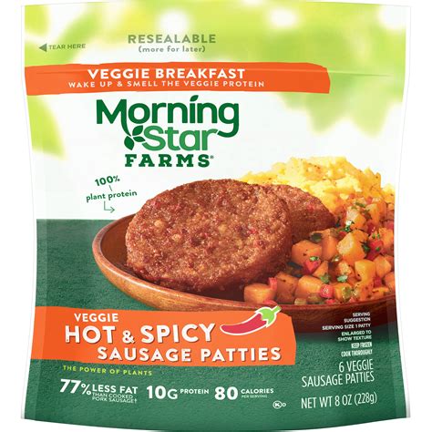 Morningstar Farms Frozen Veggie Breakfast Sausage Patties Hot And Spicy