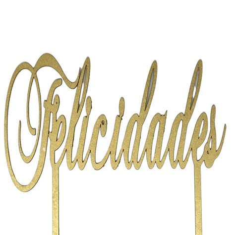 Topper Felicidades En Mdf Plata O Dorado Cake Studio Mty