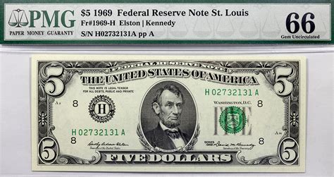 Fr 1969 H Five Dollar Federal Reserve Note Series 1969 Pmg 66