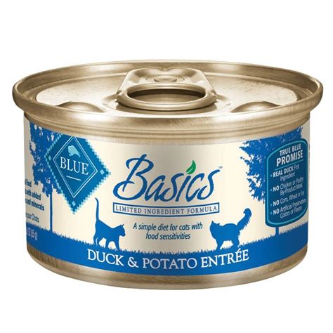 Blue basics wet cat food contains no wheat (a common thickening agent used by many other brands). Blue Buffalo Basics Limited Ingredient Duck and Potato Cat ...