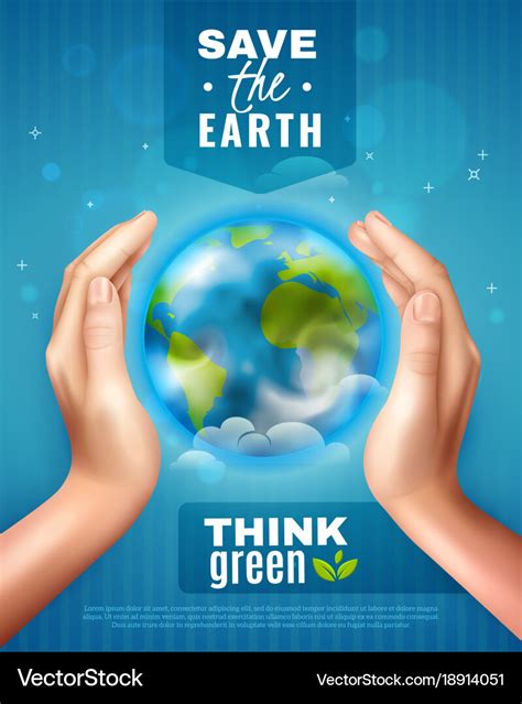 Save Earth Ecology Poster Royalty Free Vector Image